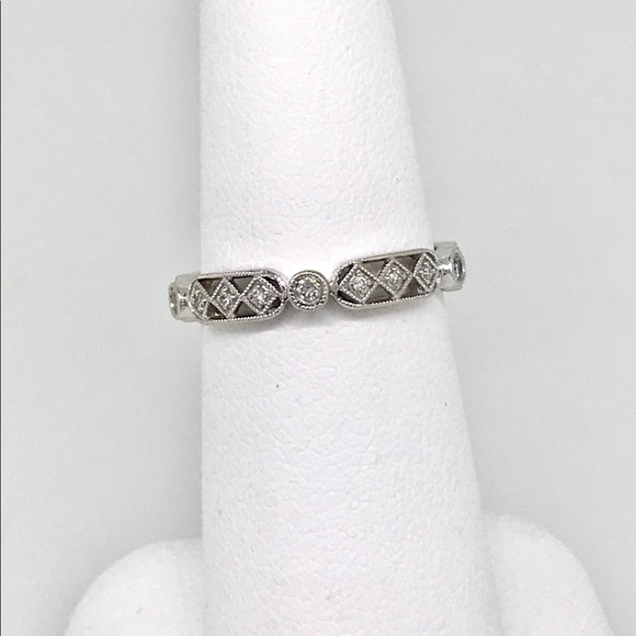 Gabriel & Company Jewelry - .10 ctw diamond eternity band in 14 kt WG